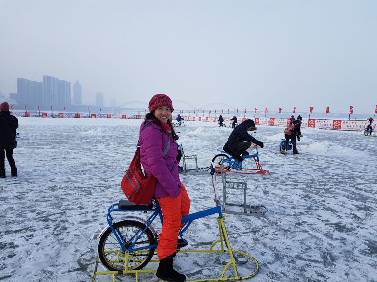 Bike skating in Harbin, China