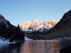 Watching sunrise over Maroon Bells (near Aspen)