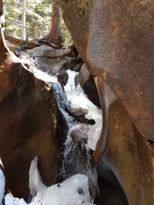 Inside The Grottos ice cave - the cave dead ends into a waterfall