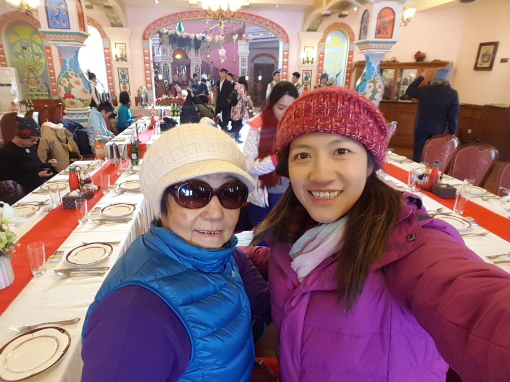 Eating inside a Russian themed restaurants in Volga Manor, Harbin, China